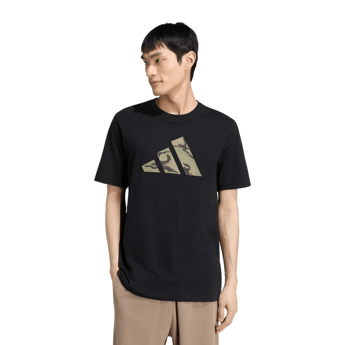 adidas Mens Camo Three Bar Logo Graphic Tee Black | Sports Direct